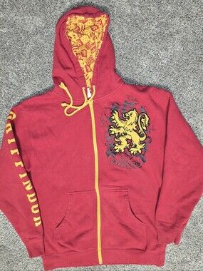 Harry Potter Gryffindor Men’s Full Zip Hoodie Red/Yellow XL Hood Pockets